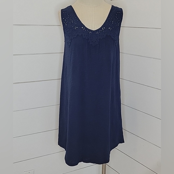 Lucky Brand Dresses & Skirts - LUCKY BRAND medium navy blue cotton crochet dress